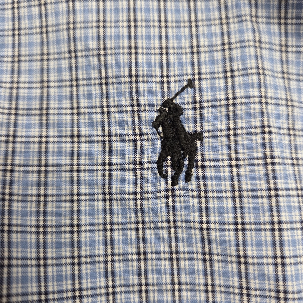 Ralph Lauren Light Blue Plaid Button Down Dress Shirt Logo - Picture 8 of 8